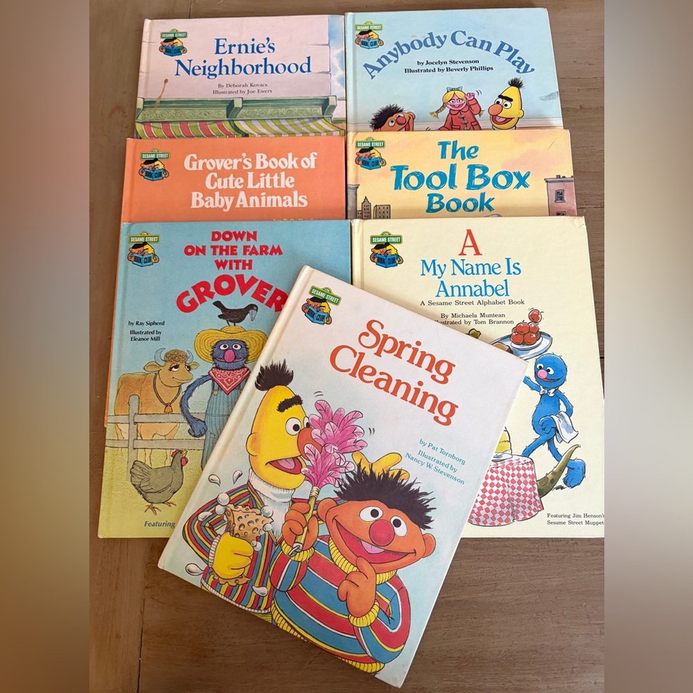 7 Vintage Sesame Street Book Club Hardcover Books 1980s Lot Of Seven